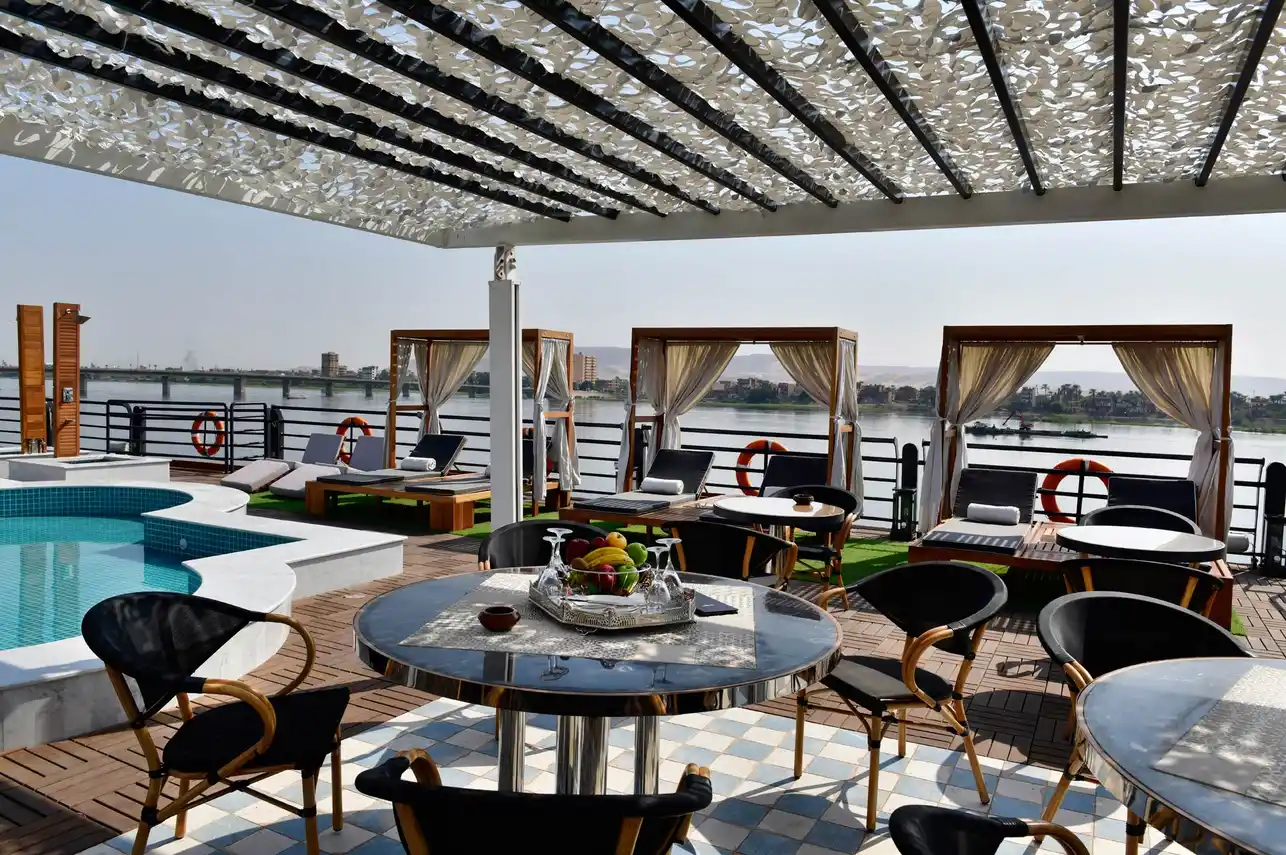 Sun deck of the M.S. Mayflower Nile Cruise Nile cruise